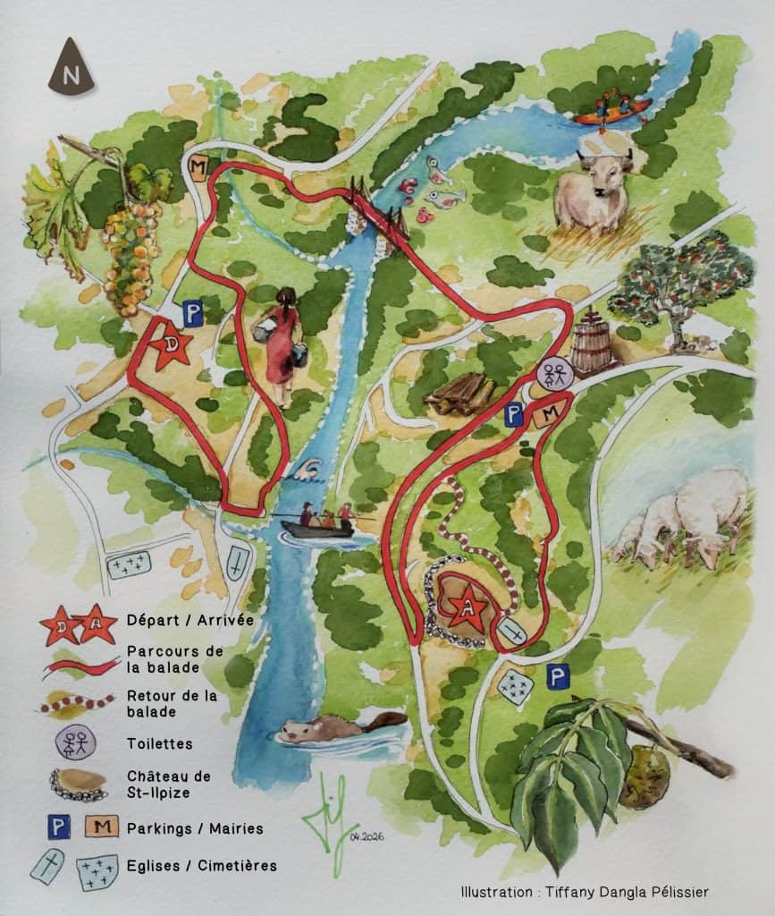 Carte représentant le parcours de la balade